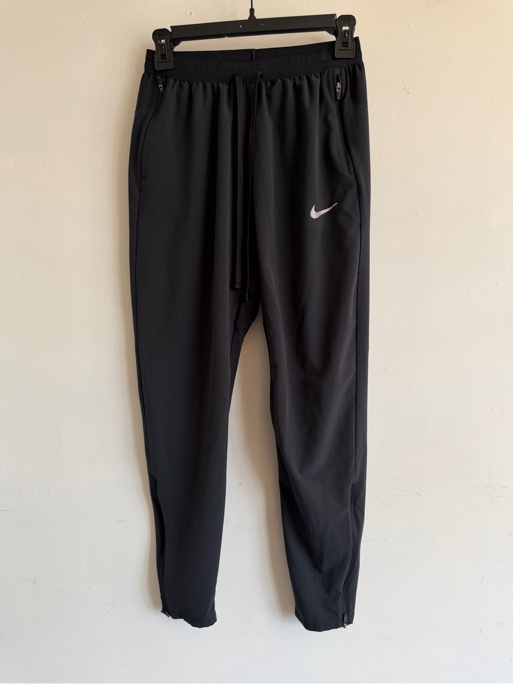 Nike Black Slim Dri-FIT Jogger Pants with White Swoosh